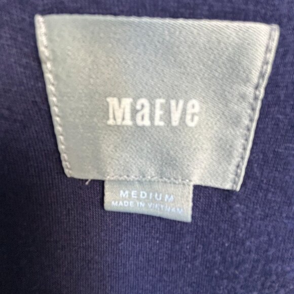 Maeve Womens Navy Blue Textured Sleeveless A-Line Dress Medium Scalloped Back - Picture 4 of 12